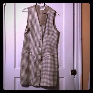 Houndstooth Plaid Sleeveless midthigh CoatDress